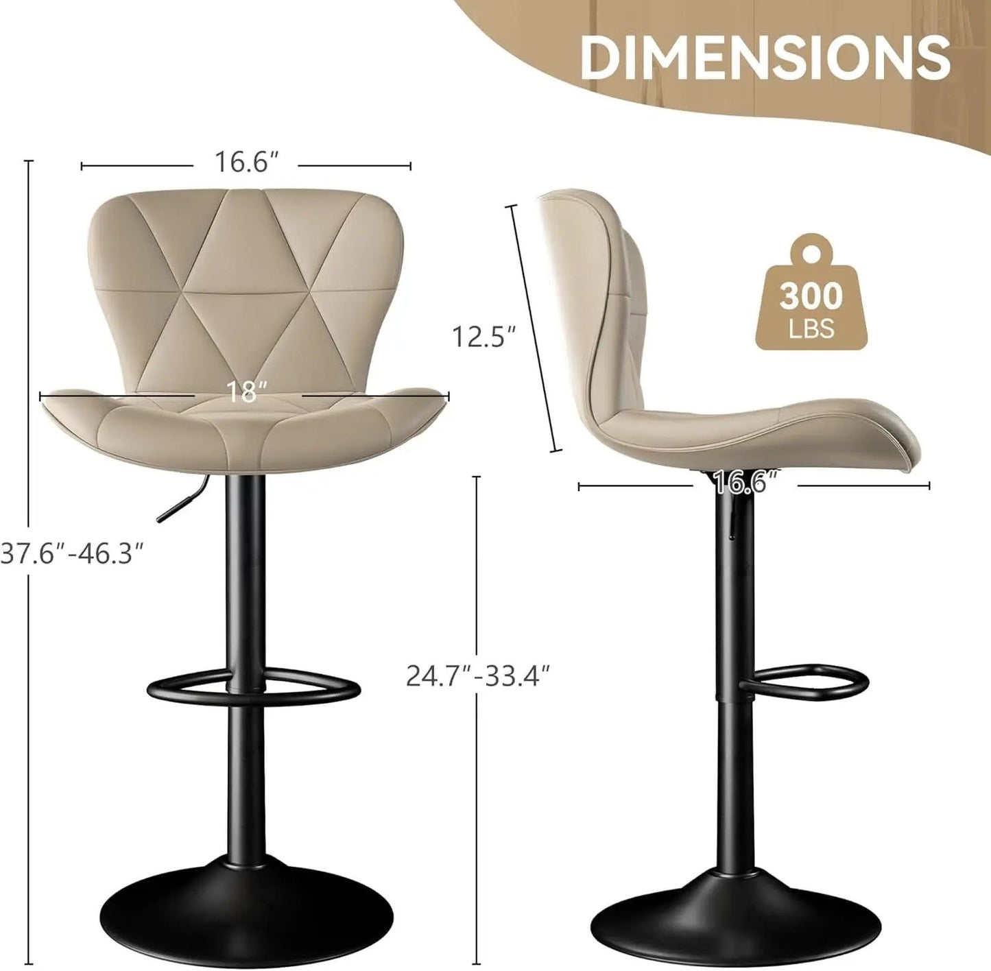 Adjustable Swivel Bar Stools Set of 2 in Khaki Finish from PriceLows™