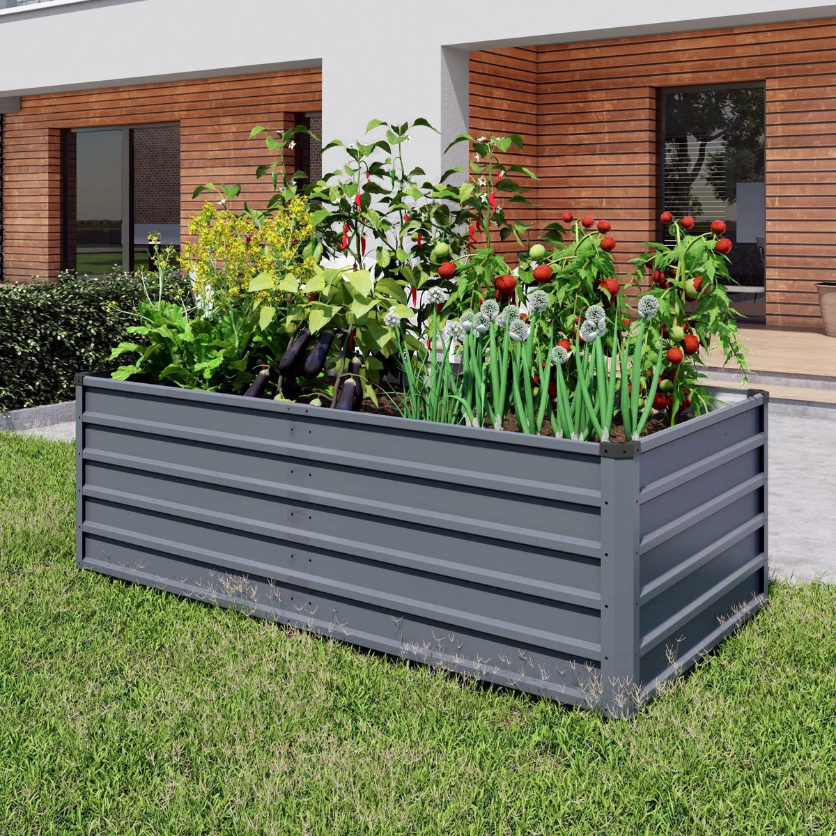 Raised Garden Bed | Coated Steel | Reinforced Frame | Large Outdoor