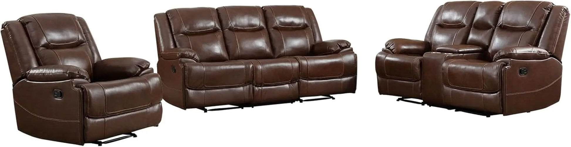 Manual Recliner Sofa Set Brown Living Room Collection from PriceLows™