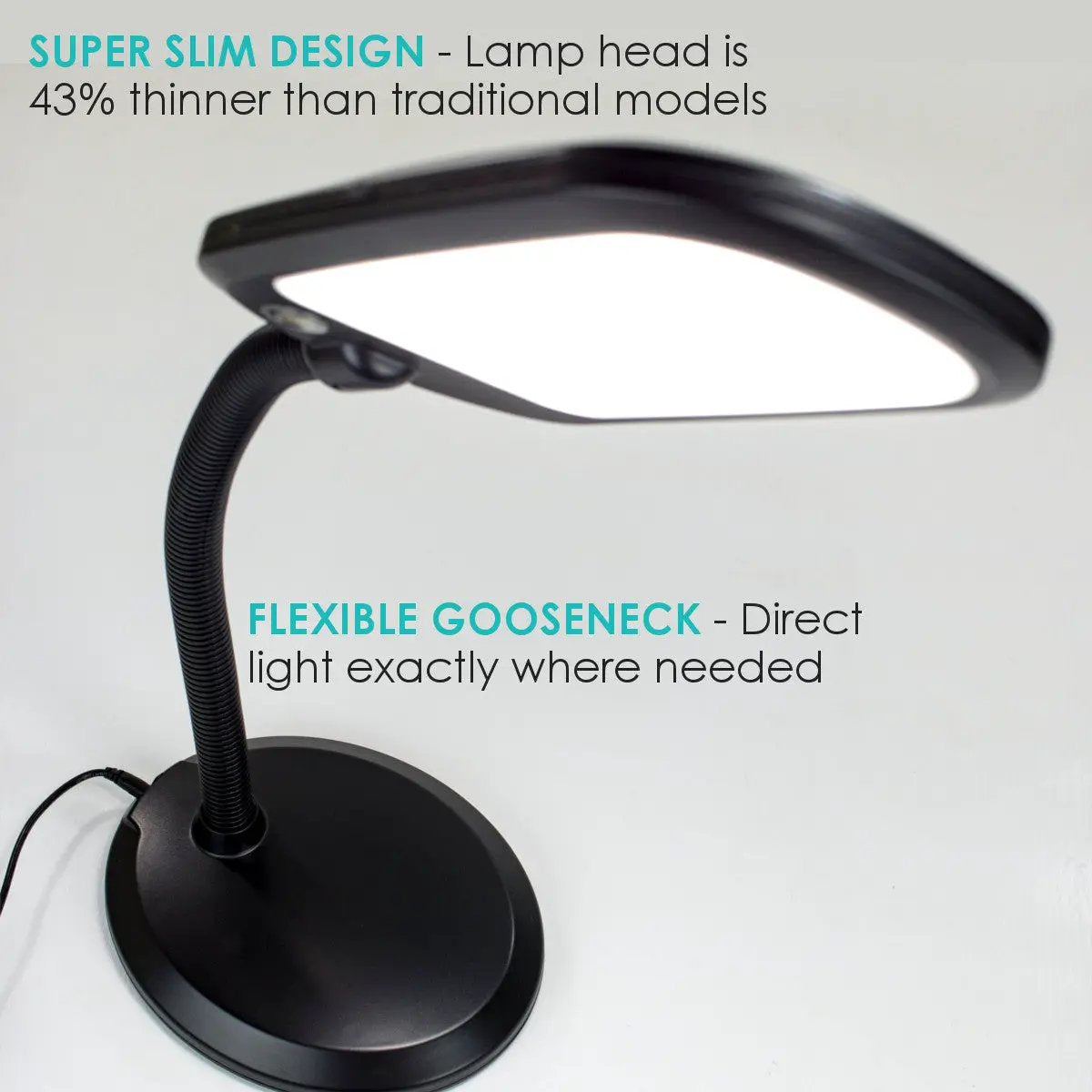 Desk Lamp | Full Spectrum Led Reading | 26 Inch Height | Black