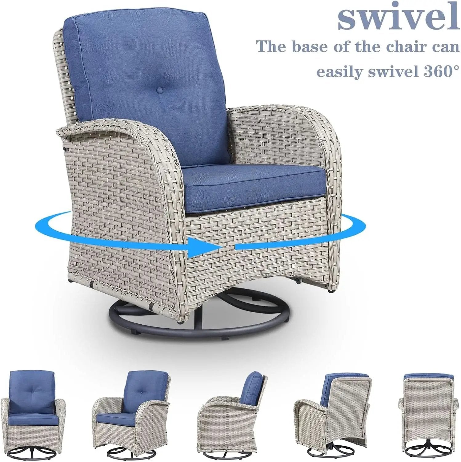 Patio Wicker Swivel Rocker Chairs Set Of 2 With Side Table from PriceLows™