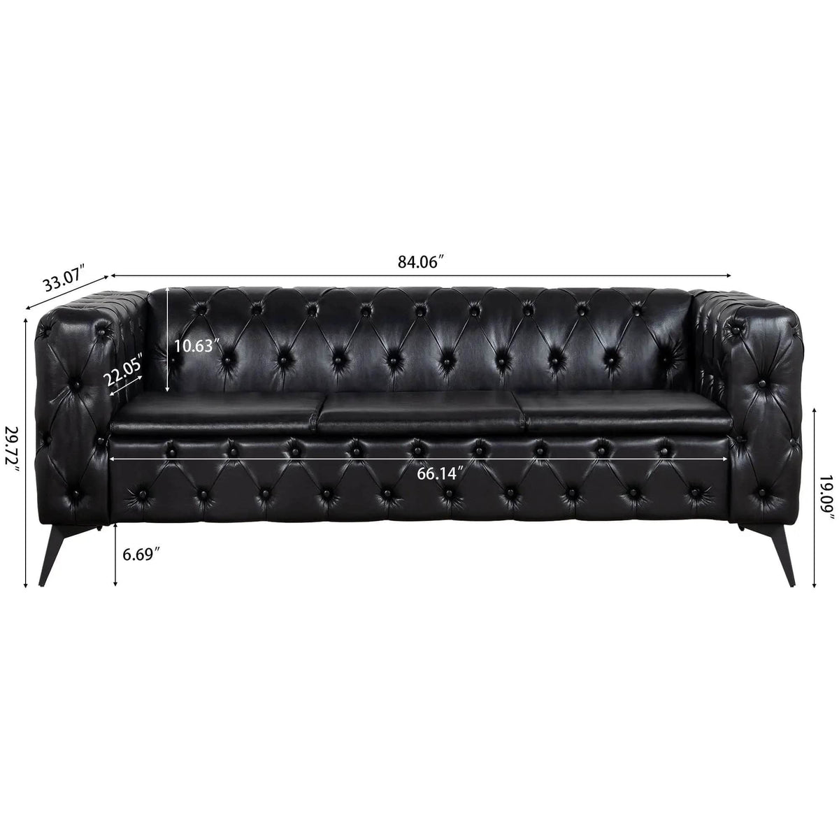 Square Arm Removable Cushion 3 Seater Sofa | 2 Pieces | Iron | Living Room