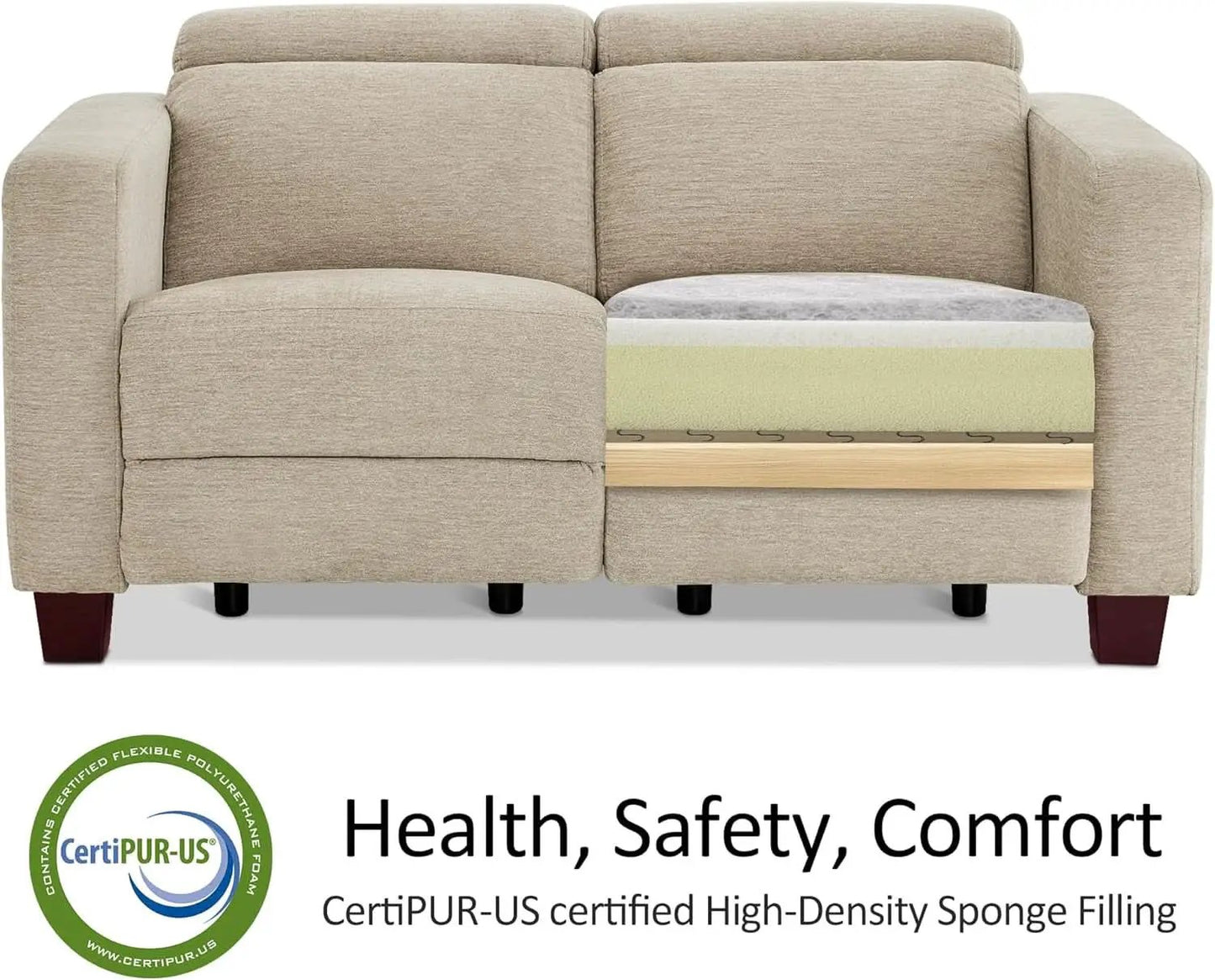 Beige Fabric Wall Hugger Power Loveseat Recliner USB from PriceLows™