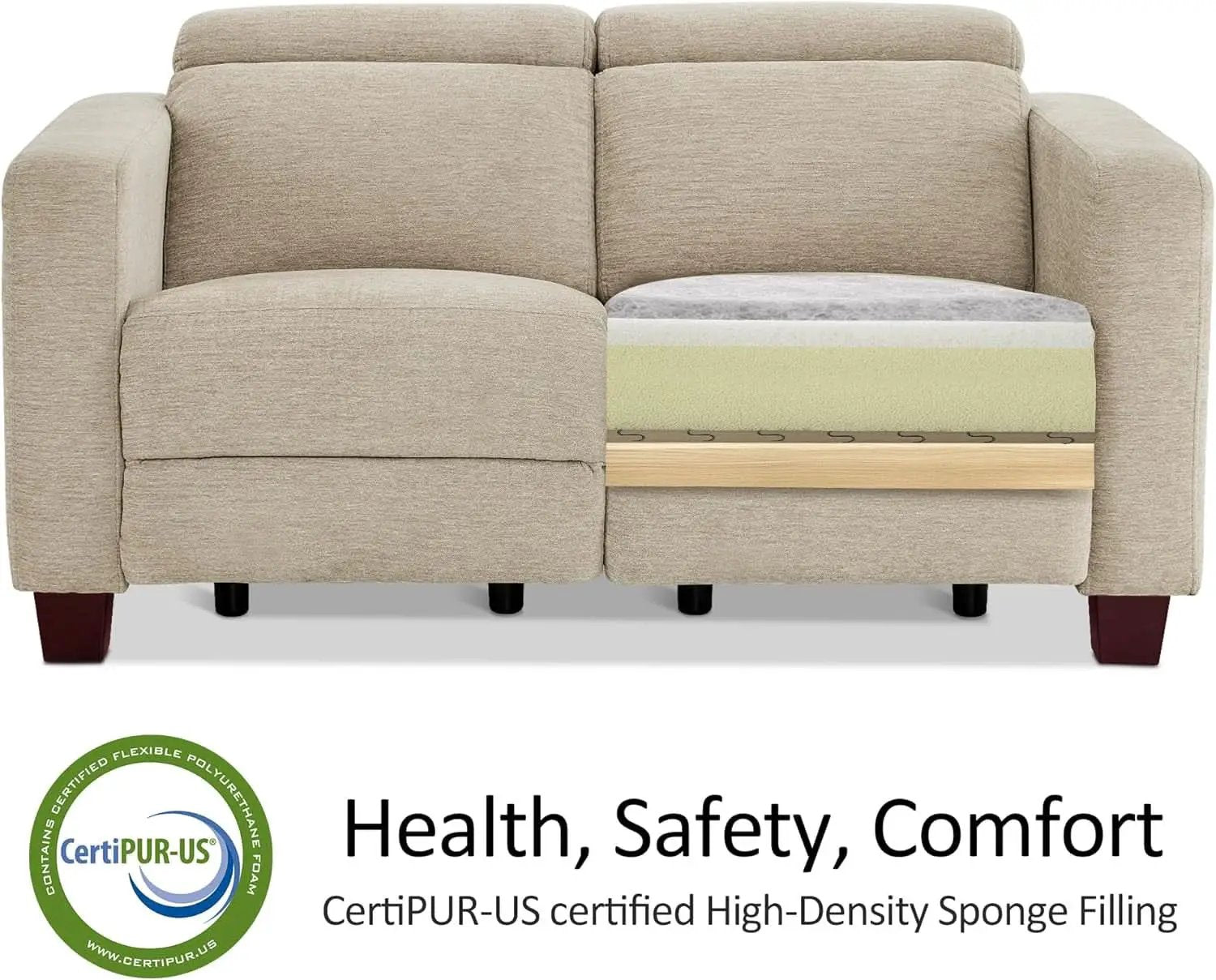 Beige Fabric Wall Hugger Power Loveseat Recliner USB from PriceLows™