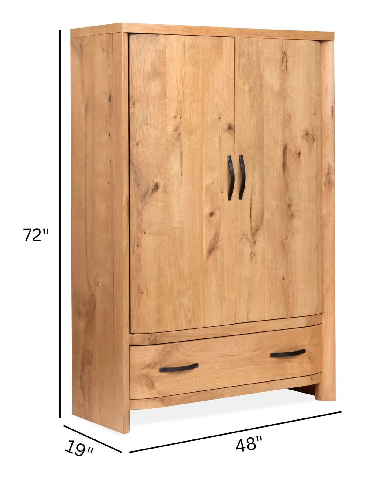 Laramie Armoire Wardrobe | 19 x 48 x 72 in | Oak Veneer & Wood | Honey Wheat