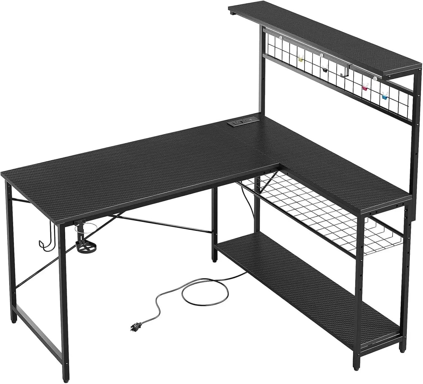 51-Inch L-Shaped Gaming Desk With LED Lights For Office from PriceLows™