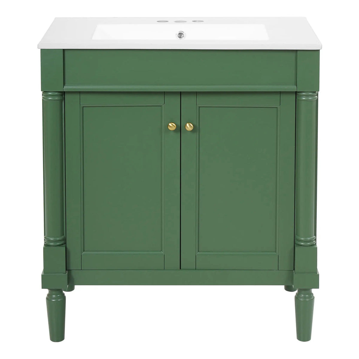 30 Inch Bathroom Vanity With Sink | Soft Close Doors | Carved French Detailing | Adjustable Shelf