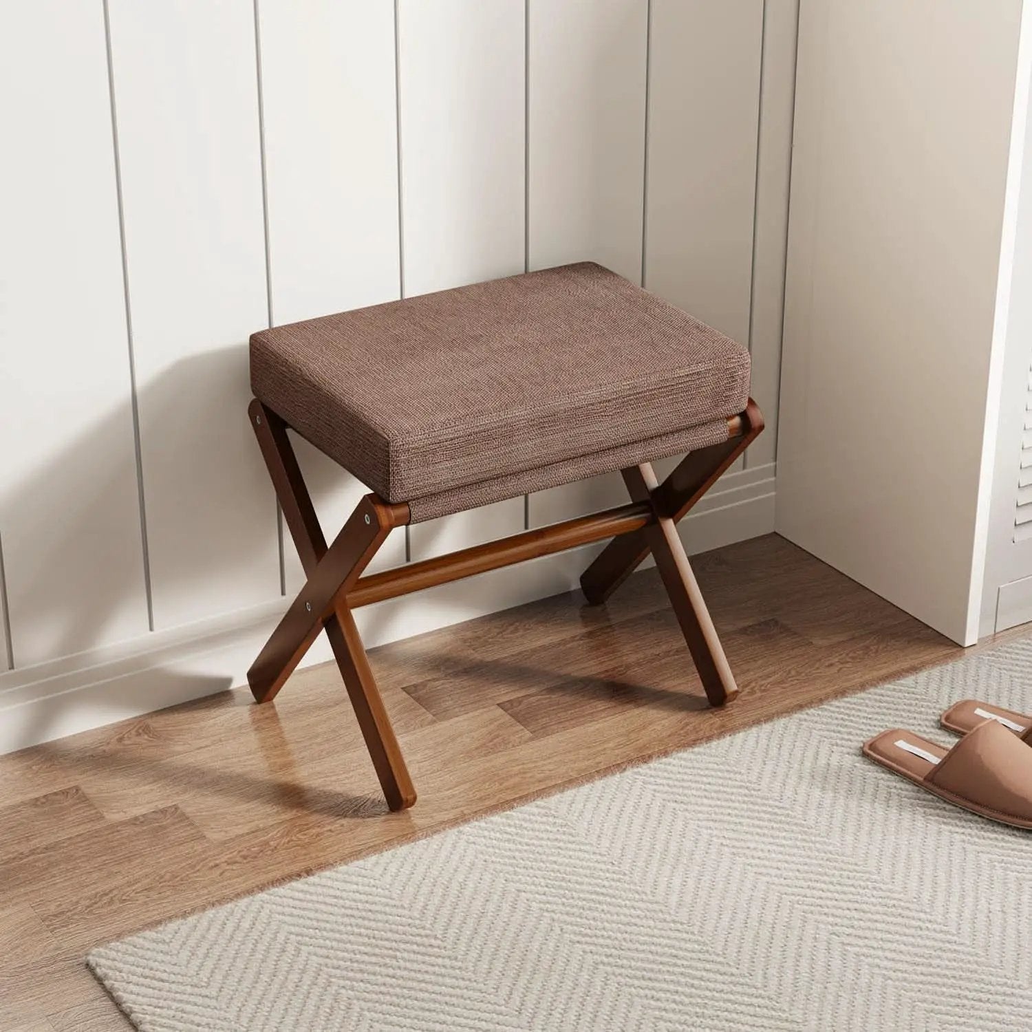 Espresso Brown Foldable Bamboo Footstool Dense Foam from PriceLows™