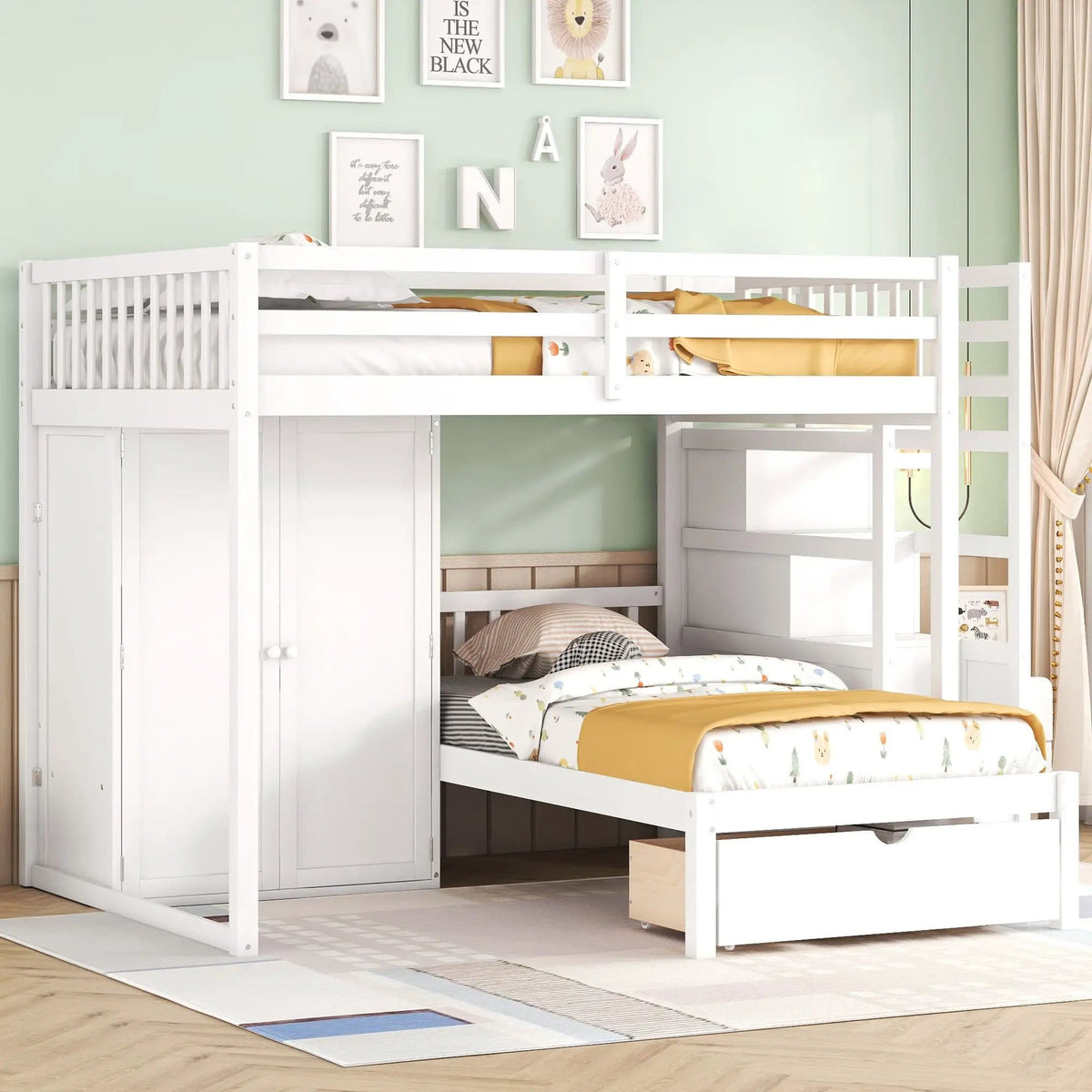 Bunk Bed With Wardrobe, Drawers | 2 Pieces | Bedroom Furniture | Bedroom