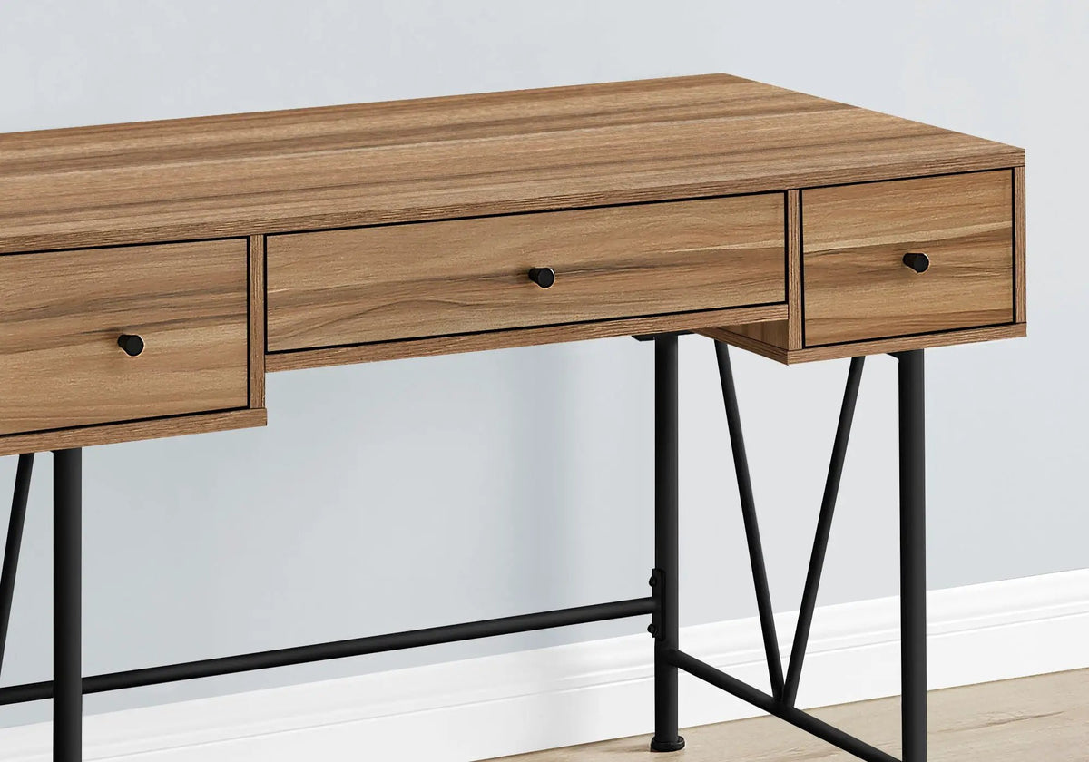 Transitional Computer Desk | Stylish Thick Paneled Design | Two Side Drawers | 30.5 Inch Height
