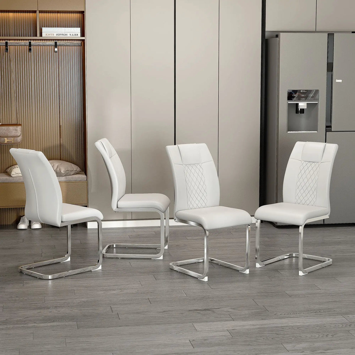 Modern Dining Chairs | Padded Seat | Metal Legs | Anti-Slip Footpads