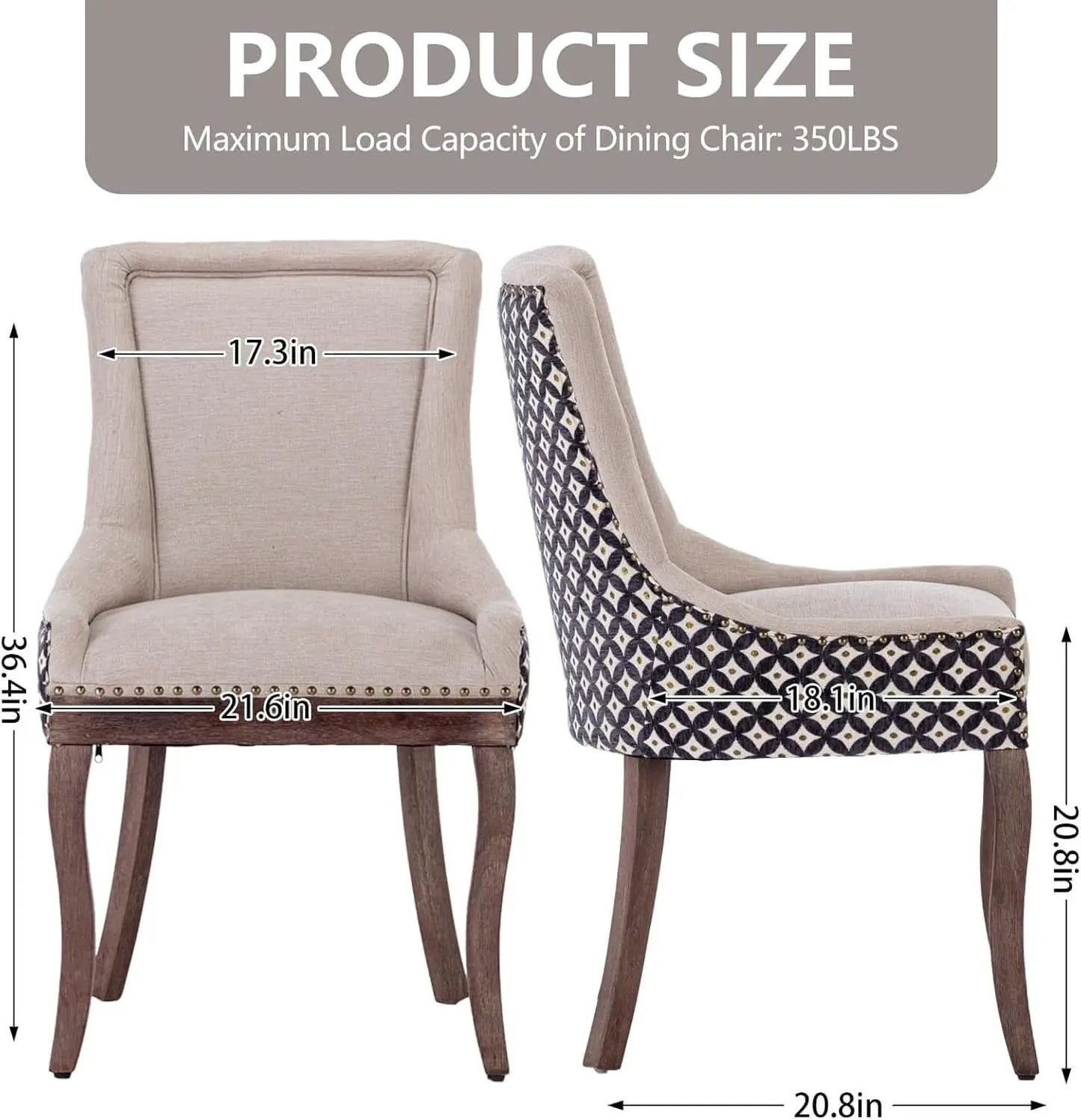Beige Patterned Modern High Back Dining Chairs Set from PriceLows™
