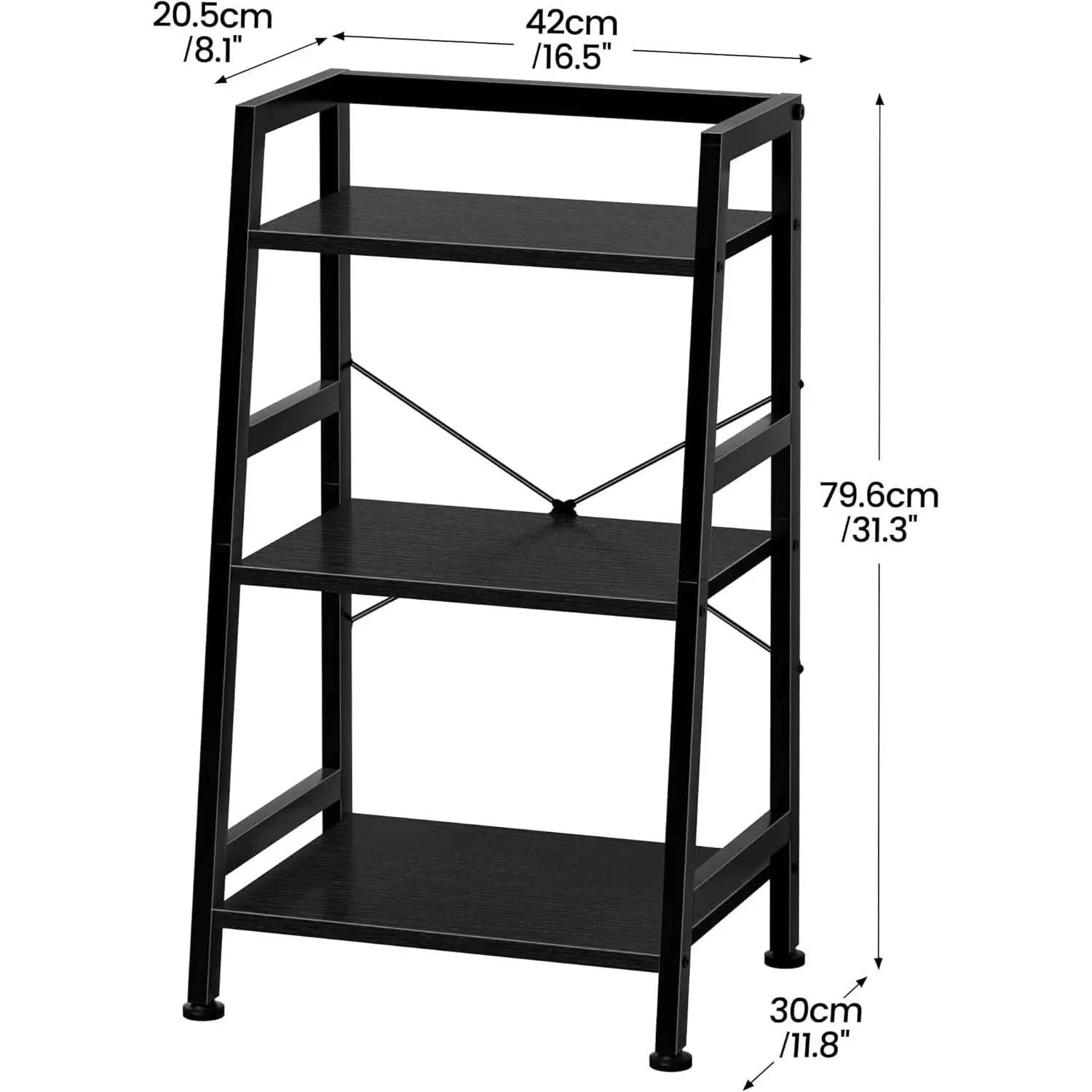 3 Tier Bookshelf Black Steel Frame For Living Room from PriceLows™