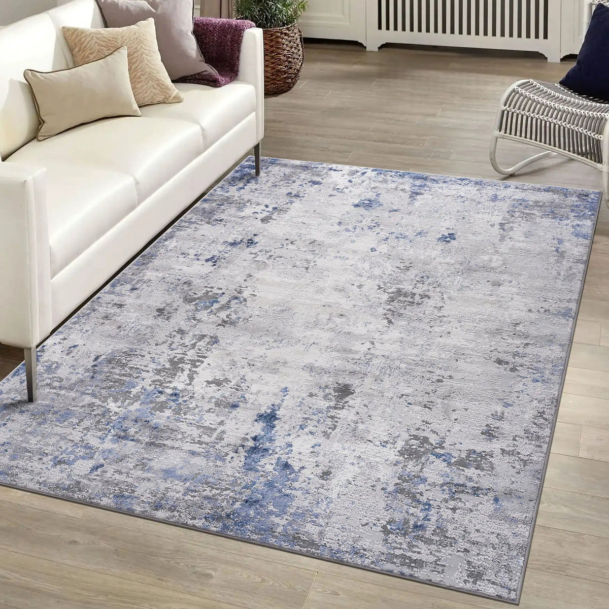Marfi 8' X 10' Abstract Area Rug | 120 x 93 x 0.35 in | Polyester & Cotton | Silver