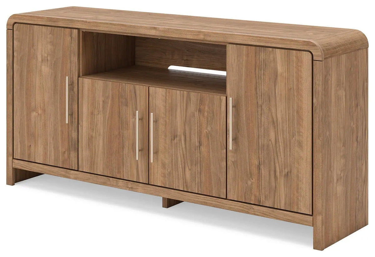 Dovander Extra Large TV Stand | 62.91 x 15.47 x 30.39 in | Walnut Wood & Mdf | Brown