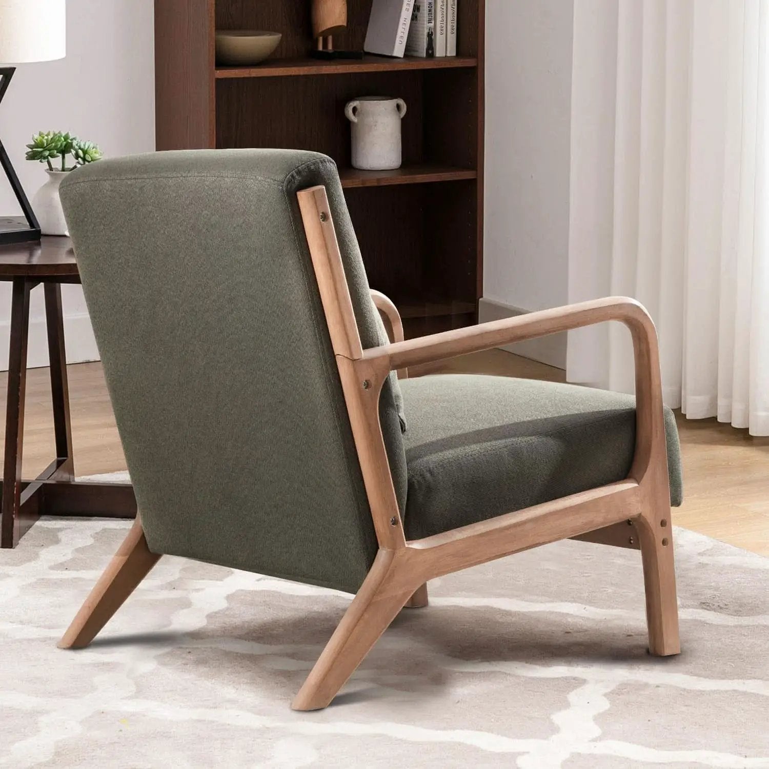 Green Upholstered Mid Century Modern Accent Armchair from PriceLows™
