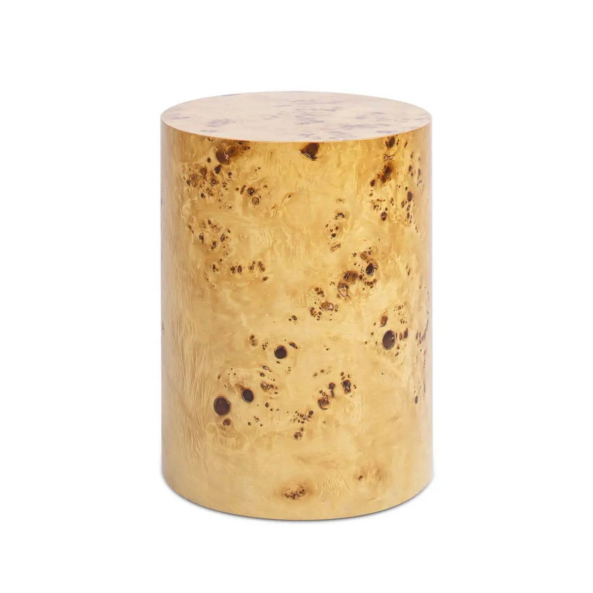 Nebula Oval Pillar Side Table | Burl Wood Veneer | 20 Inch Height | Accent Table
