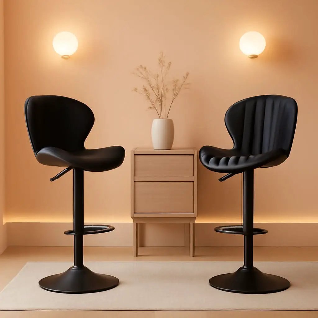 Swivel Bar Stools Set Of 3, Counter Height, Black Finish
