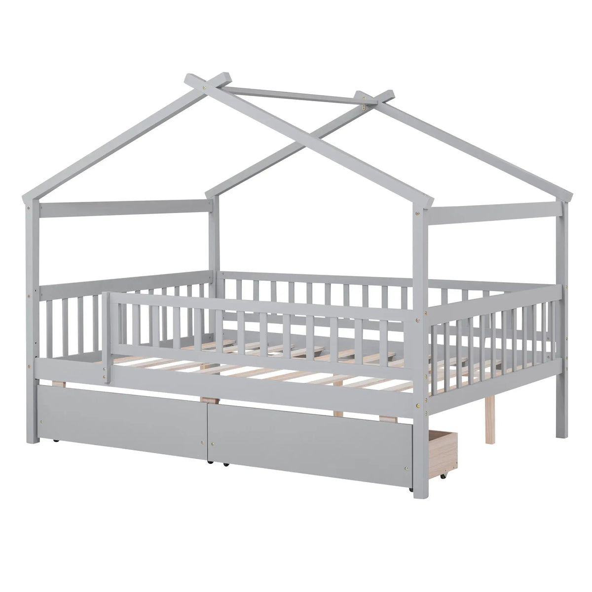 Kids House Bed With 2 Drawers | Sky Roof Design | Classic House Shape | 62.9 Inch Height