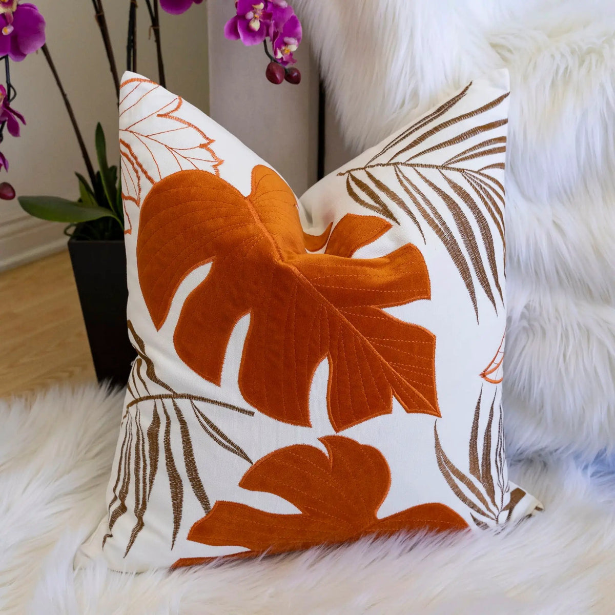 Autumn Leaf Accent Pillow | 20X20 Inches | Hidden Zipper | Optional Insert