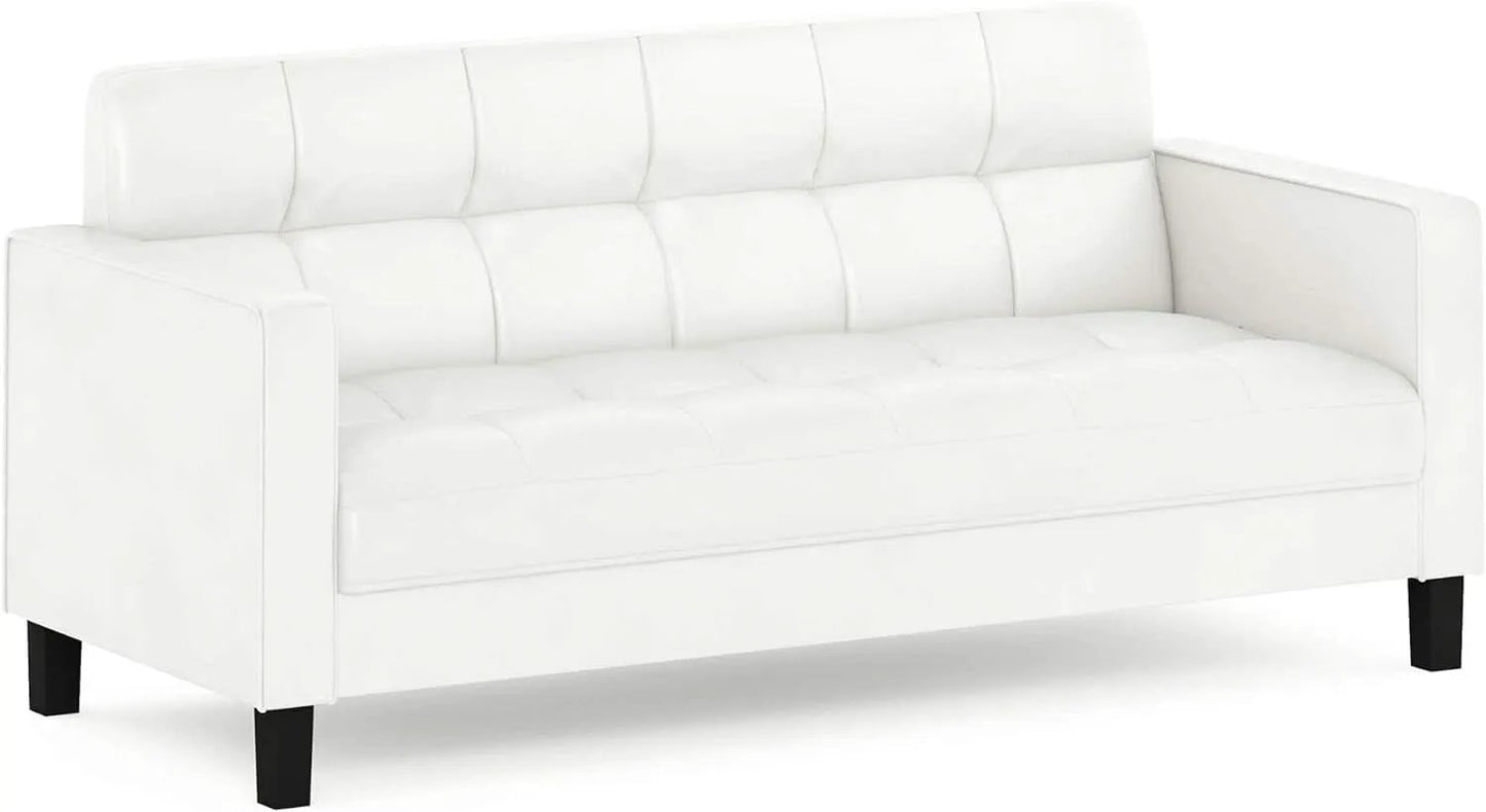 Two Seater Tufted Black Faux Leather Loveseat for Living Room from PriceLows™
