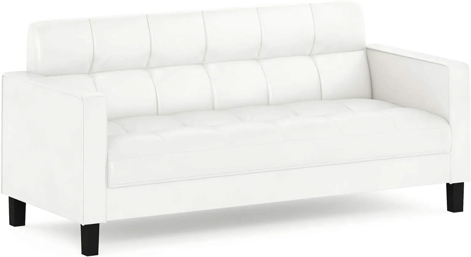 Two Seater Tufted Black Faux Leather Loveseat for Living Room from PriceLows™