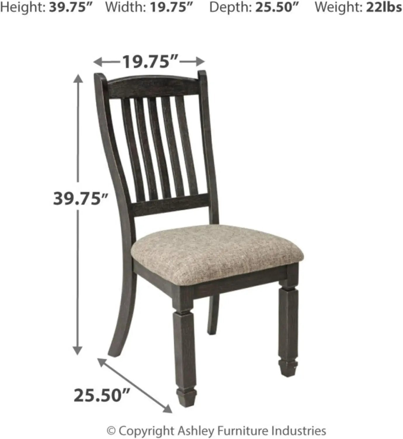 Upholstered Dining Chair 20 Inch Antique Black Set Of 2 from PriceLows™