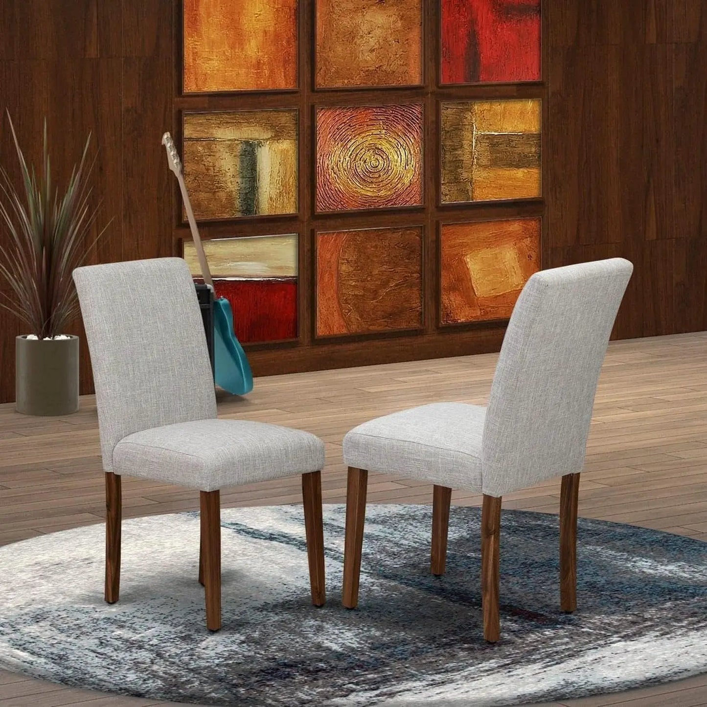 Abbott Classic Parson Dining Chairs Doeskin Linen Fabric Set Of 2 from PriceLows™