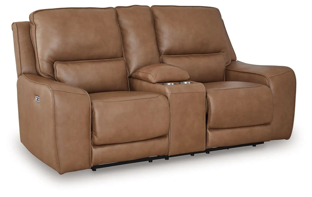 DeepWakes Power Reclining Loveseat / Console / Adjustable Headrest | 2 Pieces | Leather | Living Room