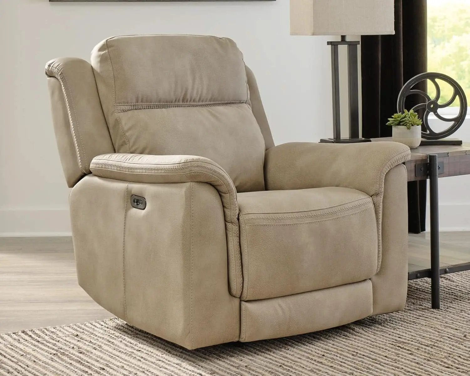 Durapella Power Recliner With Adjustable Headrest Beige from PriceLows™