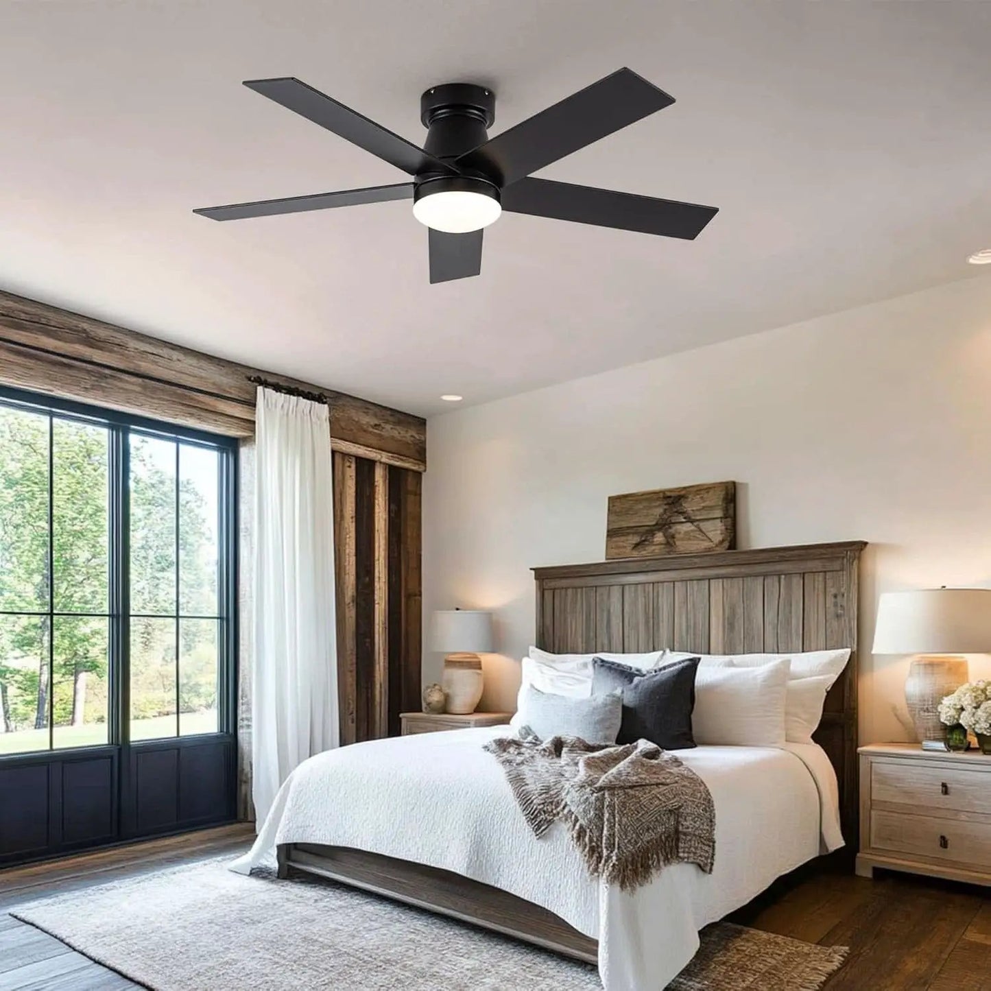 Black 47 Inch Low Profile Ceiling Fan With Remote LED from PriceLows™