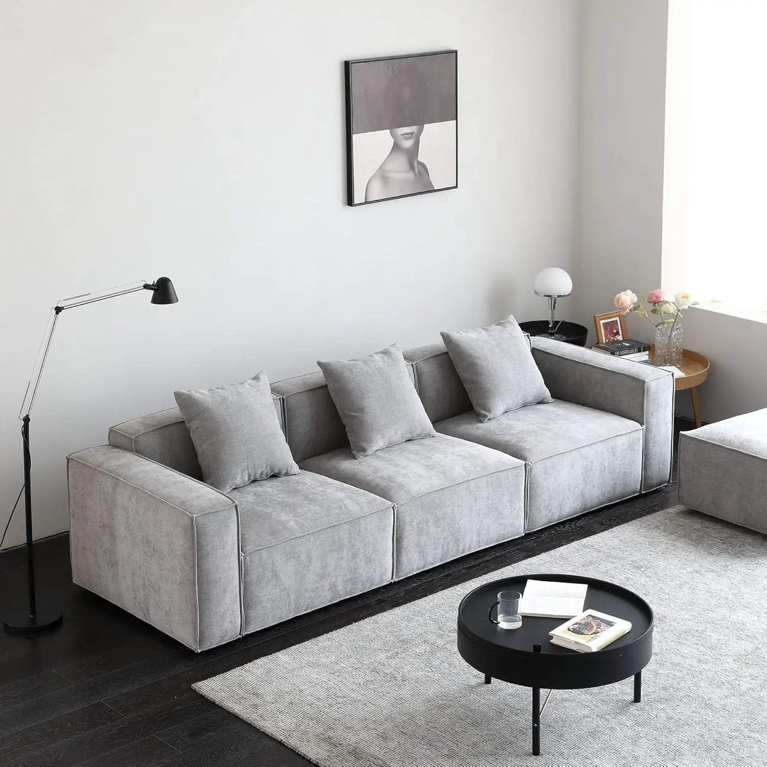 Grey Modular Sectional Sofa Set With Ottoman And Chaise from PriceLows™