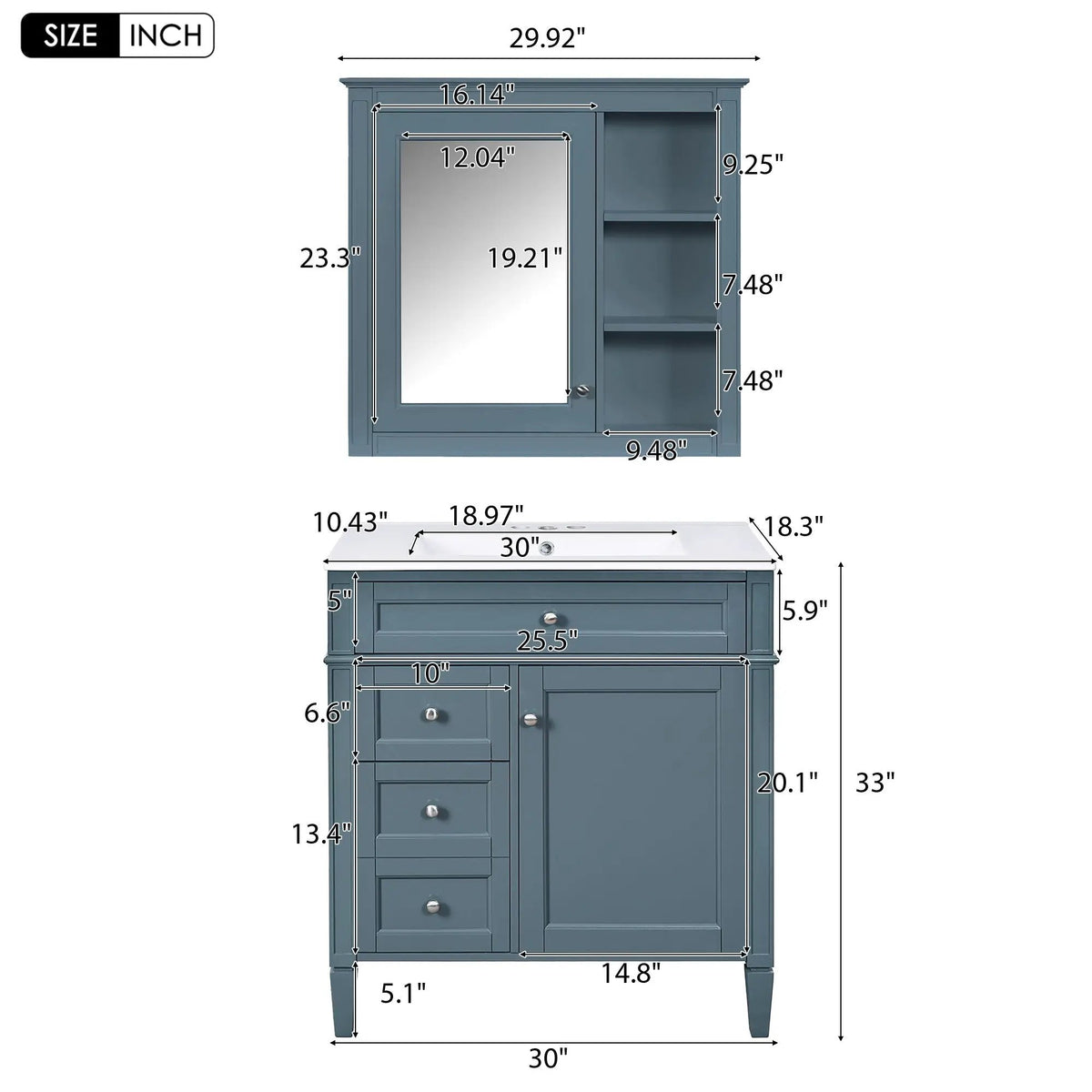 Bathroom Vanity With Medicine Cabinet | Royal Mirror Cabinet | Modern Storage | Unique Pattern Design