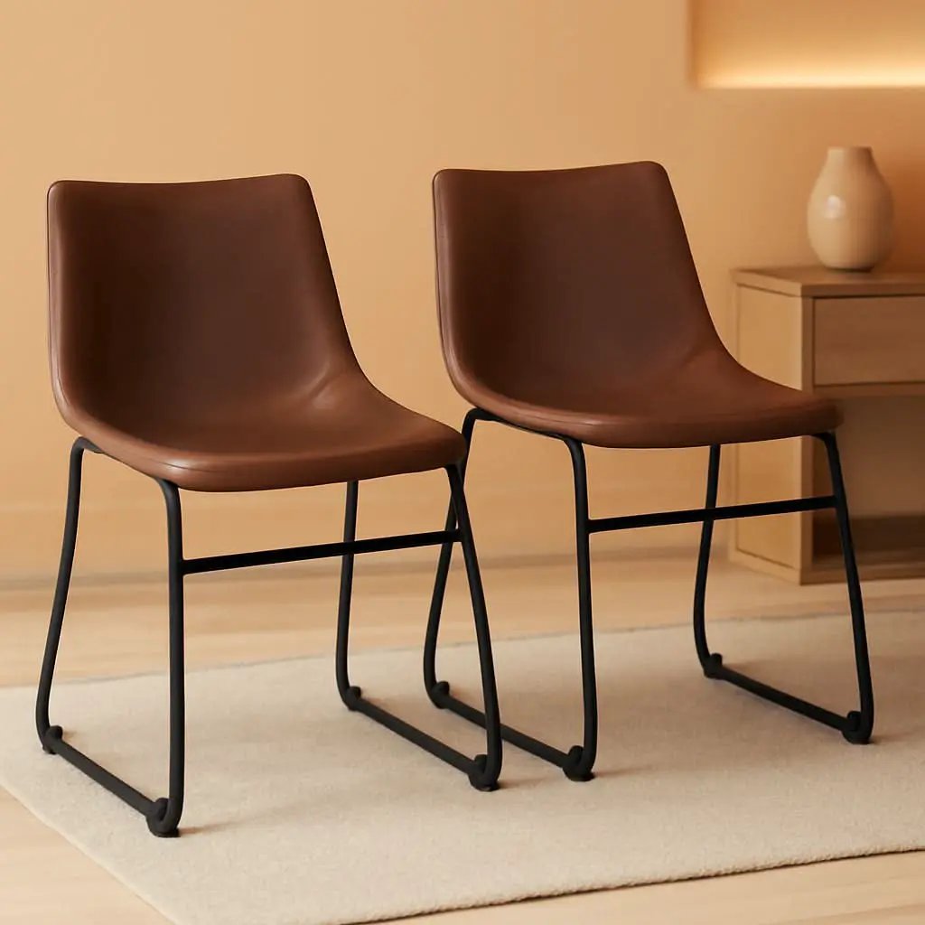 Mid Century Centiar 18.75 Inch Dining Bucket Chairs Set Of 2 Black And Brown from PriceLows™