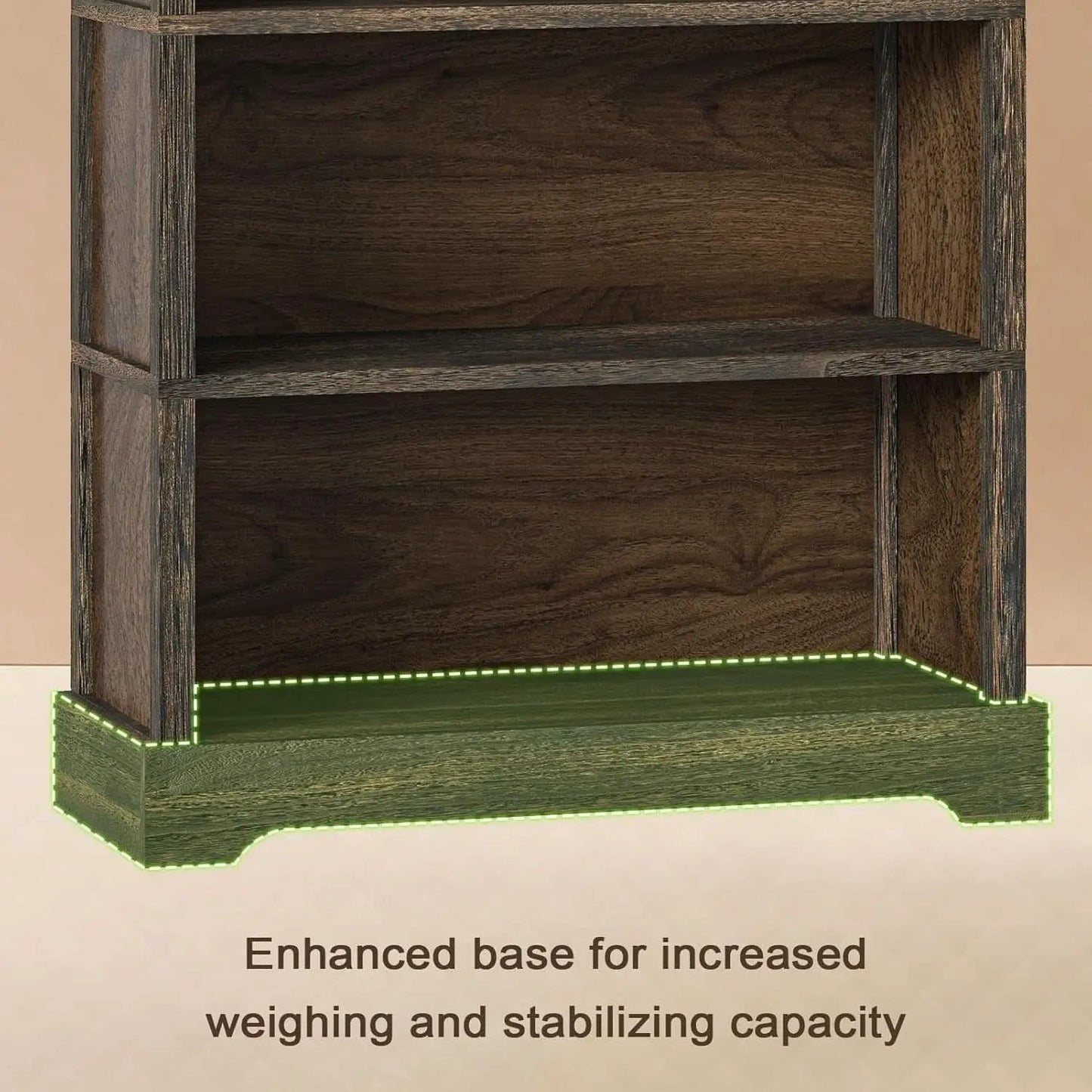 65 Inch Solid Hardwood Bookshelf With Five Tier Open from PriceLows™