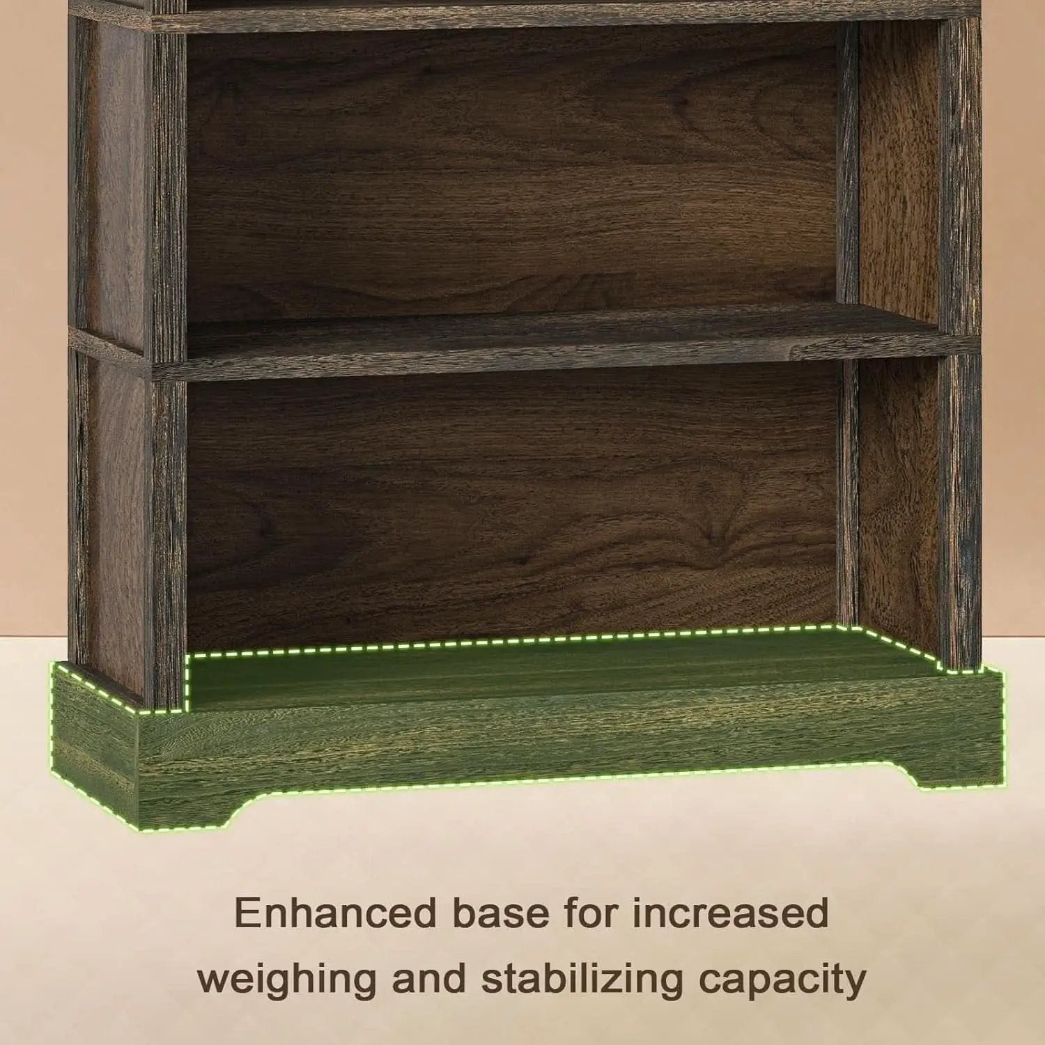65 Inch Solid Hardwood Bookshelf With Five Tier Open from PriceLows™