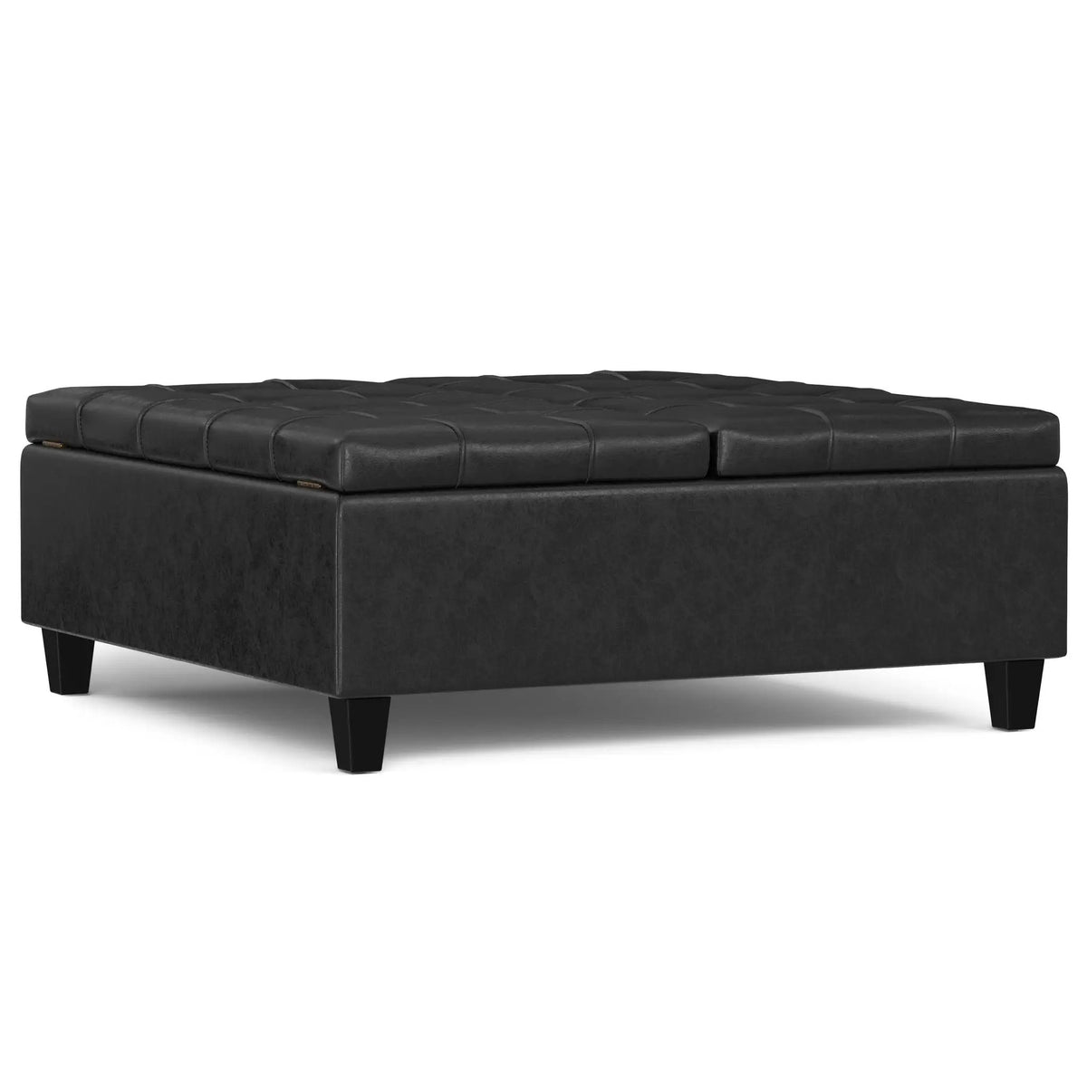 Coffee Table Storage Ottoman | Lift Top Hinge | Solid Wood Base | Large Square