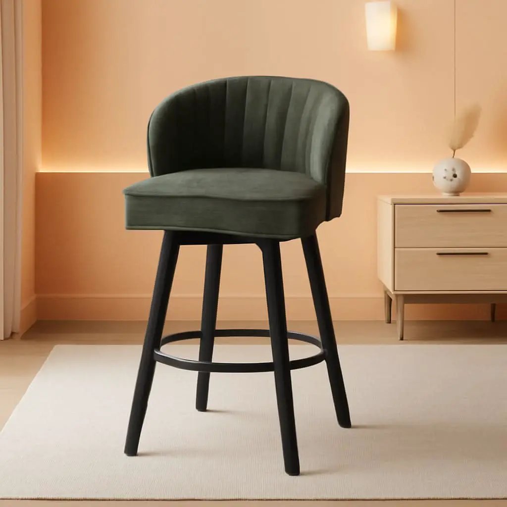 Swivel Counter Height Bar Stools Set of 4 26 Inch Green Faux Leather from PriceLows™
