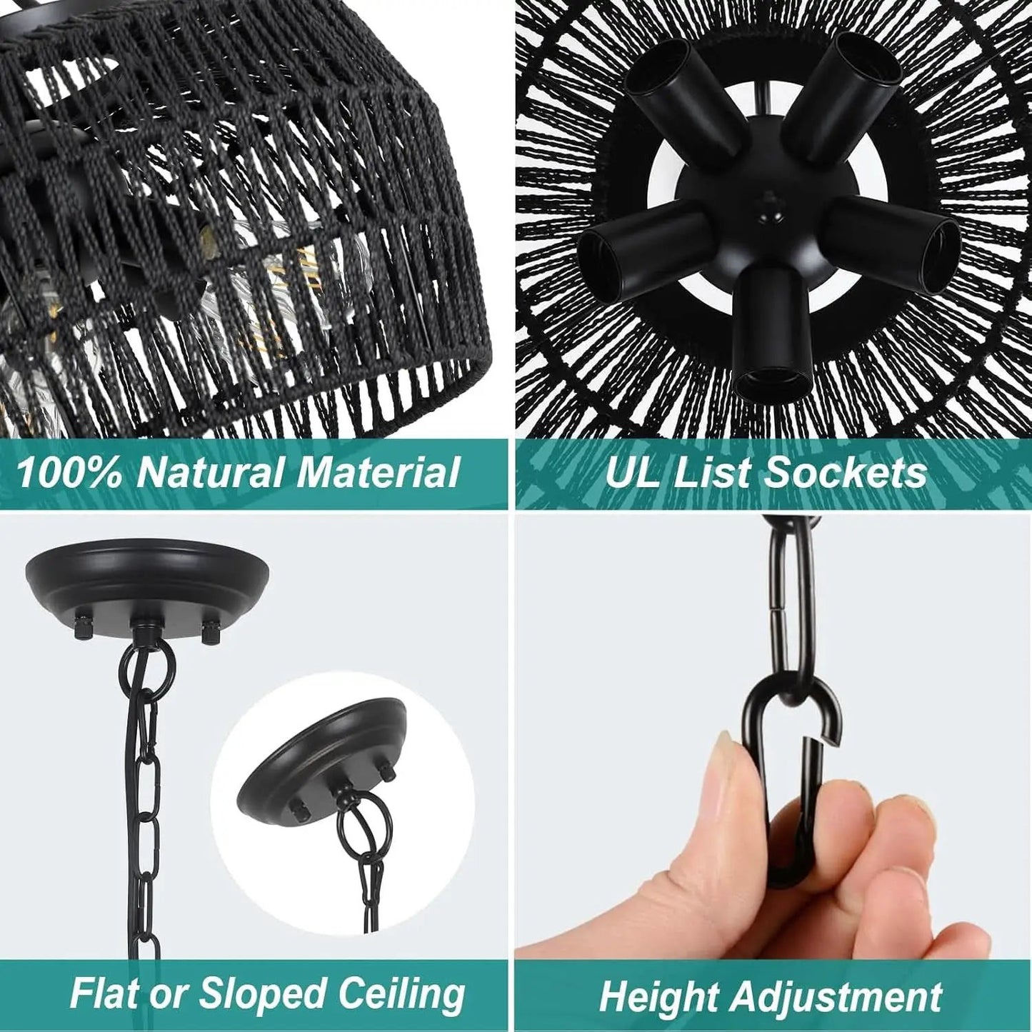 Five Light Black Chandelier For Farmhouse Dining Room from PriceLows™