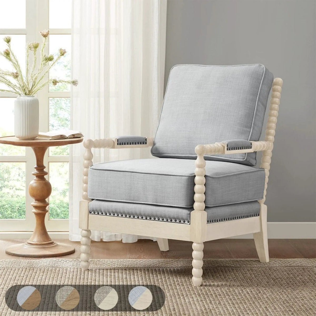 Madison Park Arm Chair | Open Back Spindle Design | Padded Armrests | Casual Style