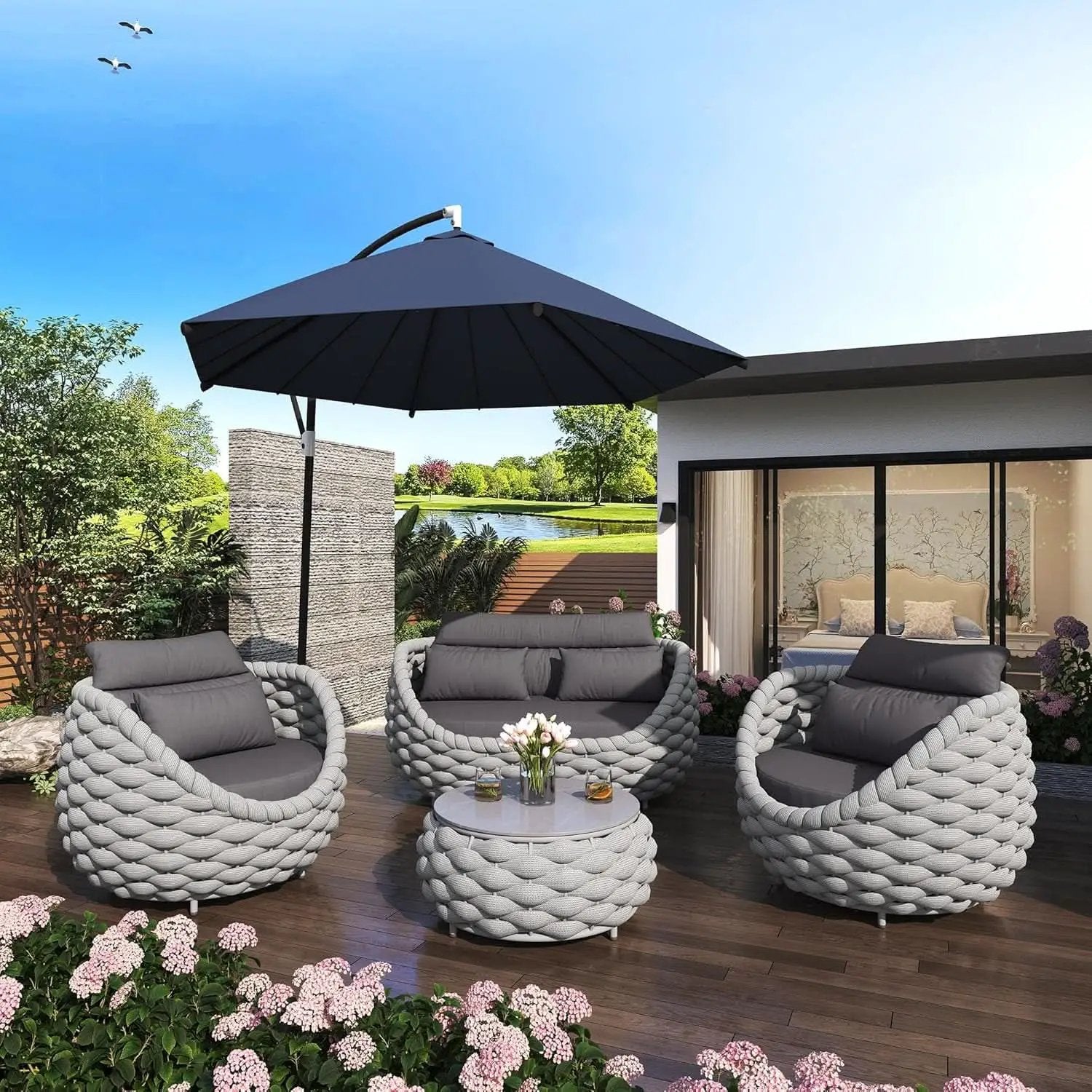 Six Piece Aluminum Patio Furniture Set With Cushions from PriceLows™