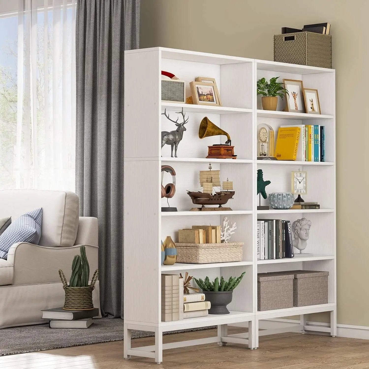 Tall 70.8 Inch Bookcase 5 Tier Heavy Freestanding White from PriceLows™