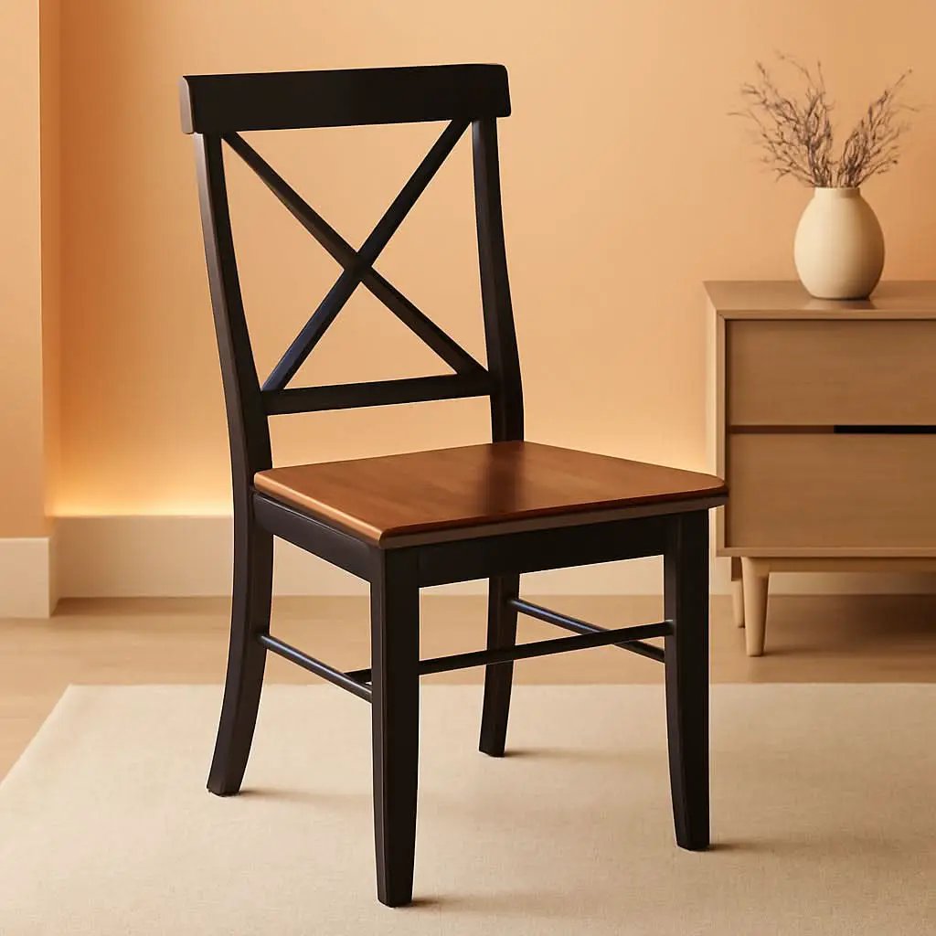 X Back Dining Chair Solid Wood Seat In Black Cherry from PriceLows™