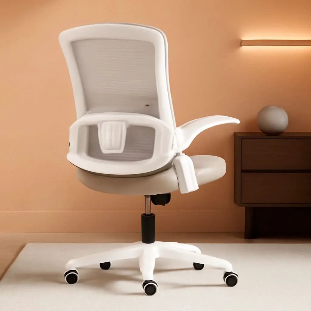 Beige High Back Mesh Office Chair With Adjustable Height And Ergonomic Design from PriceLows™