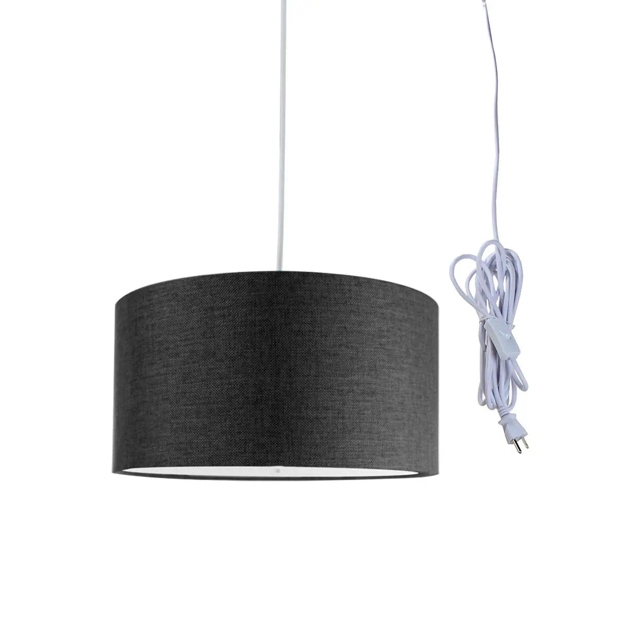 Swag Plug In Pendant | 14 In Width | 2 Light Granite Gray | White Diffuser