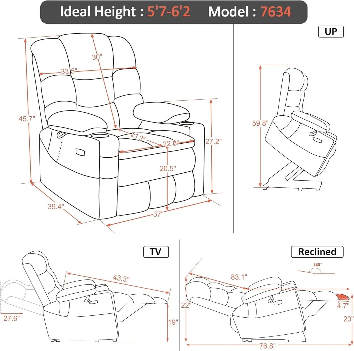 Large Dual Motor Power Lift Recliner With Massage And Heat from PriceLows™