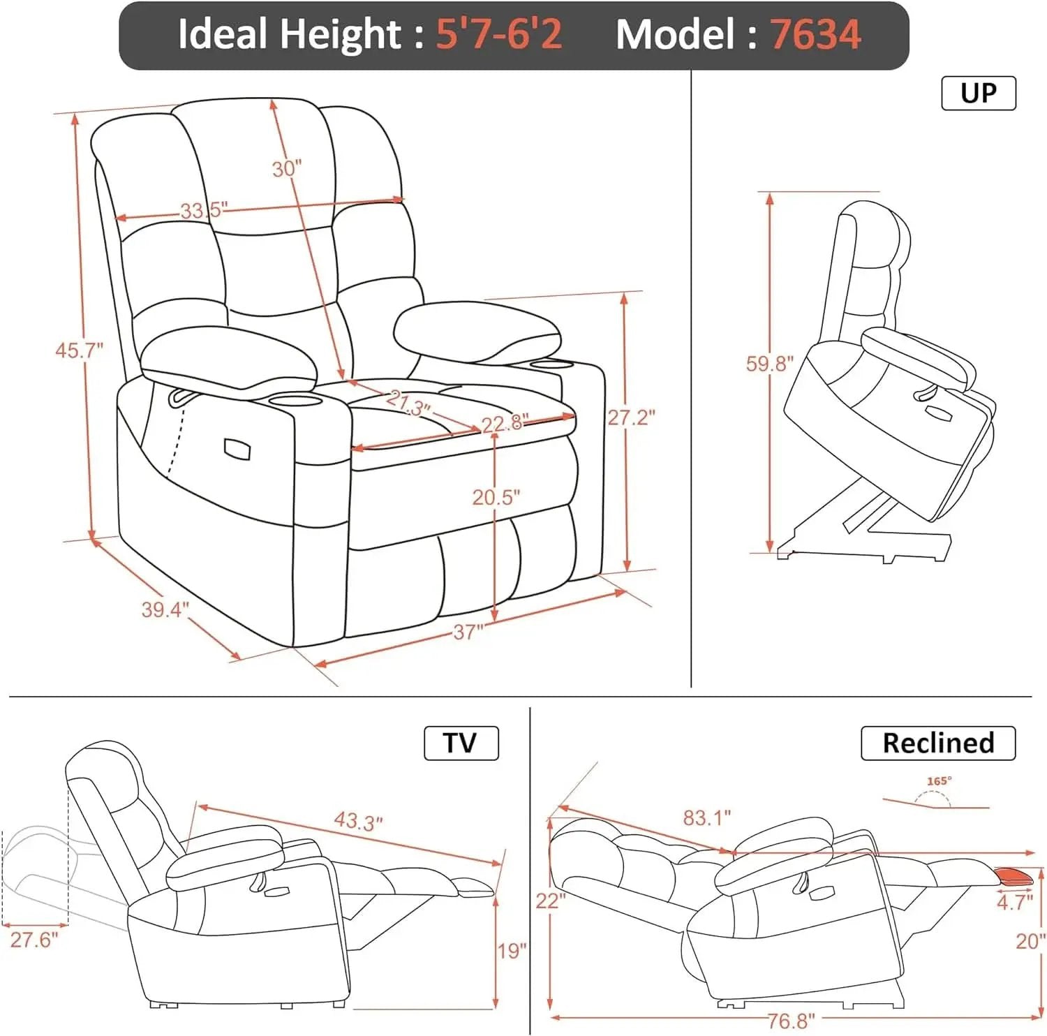 Large Dual Motor Power Lift Recliner With Massage And Heat from PriceLows™