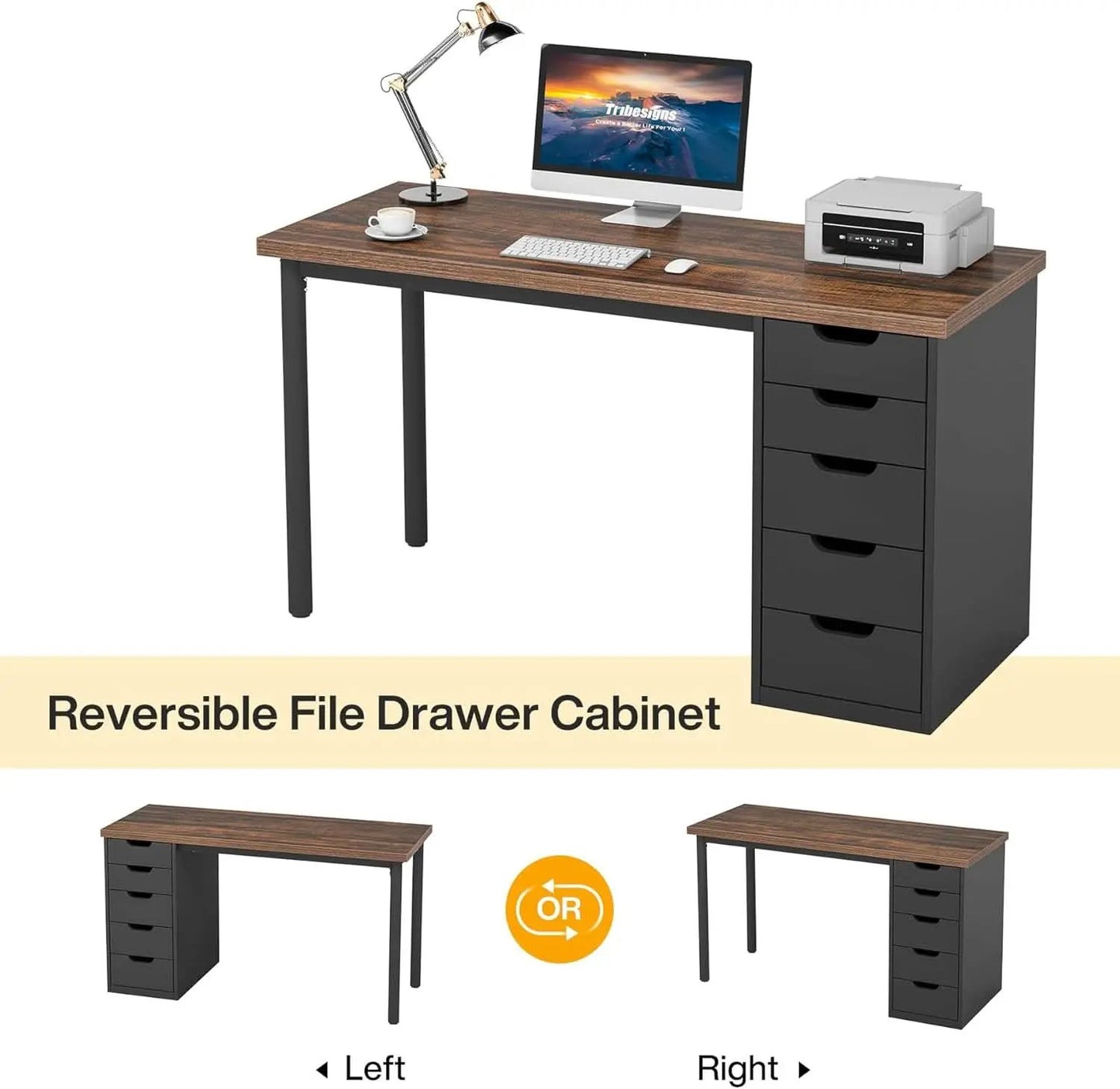 Industrial Rustic Brown Forty Seven Inch Computer Desk Storage from PriceLows™