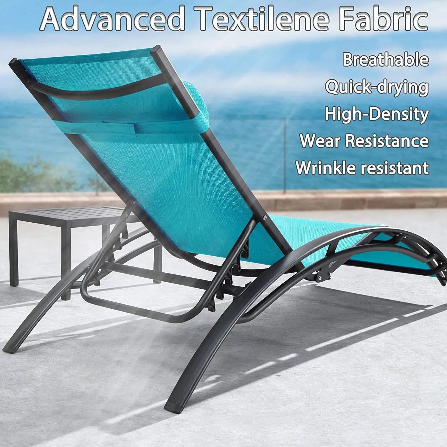 Patio Chaise Lounge Set With 4 Adjustable Recliners And 2 Side Tables from PriceLows™