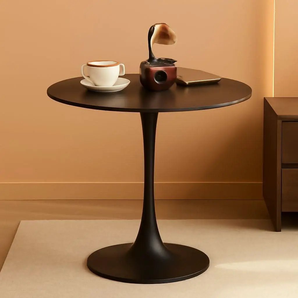 31.5 Inch Round Tulip Dining Table With Black Pedestal Base from PriceLows™